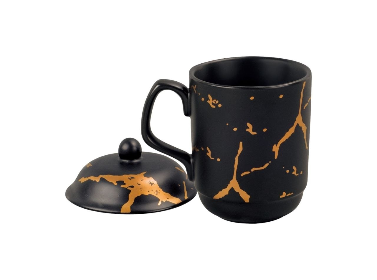 YM66 Hitam Mug dengan Motif Marmer